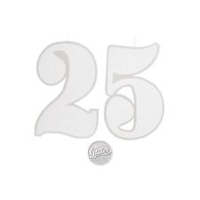 NUMERO 25 IN CARTA GLITTER ARGENTO